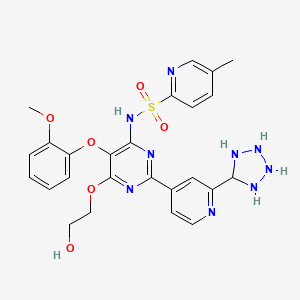 molecular formula C25H27N9O6S B14798855 N-[6-(2-hydroxyethoxy)-5-(2-methoxyphenoxy)-2-[2-(tetrazolidin-5-yl)pyridin-4-yl]pyrimidin-4-yl]-5-methylpyridine-2-sulfonamide 