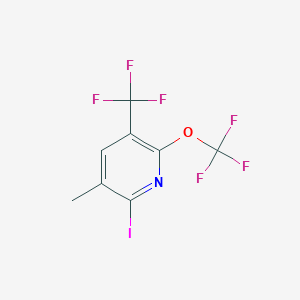 molecular formula C8H4F6INO B14798917 2-Iodo-3-methyl-6-(trifluoromethoxy)-5-(trifluoromethyl)pyridine 