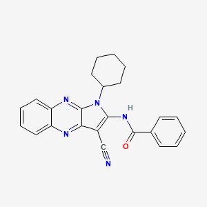molecular formula C24H21N5O B14798958 N-(3-cyano-1-cyclohexyl-1H-pyrrolo[2,3-b]quinoxalin-2-yl)benzamide 