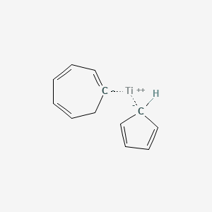 molecular formula C12H12Ti B14798997 Cyclohepta-1,3,5-triene;cyclopenta-1,3-diene;titanium(2+) 