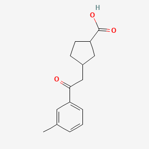 molecular formula C15H18O3 B14798998 cis-3-[2-(3-Methylphenyl)-2-oxoethyl]-cyclopentane-1-carboxylic acid 