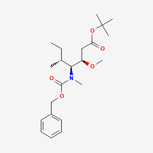 molecular formula C22H35NO5 B14799074 Heptanoic acid, 3-methoxy-5-methyl-4-[methyl[(phenylmethoxy)carbonyl]amino]-, 1,1-dimethylethyl ester, [3R-(3R*,4S*,5R*)]-(9CI) 