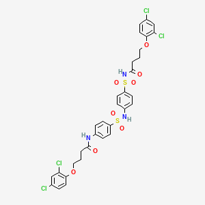 molecular formula C32H29Cl4N3O8S2 B14799080 4-(2,4-dichlorophenoxy)-N-[(4-{[(4-{[4-(2,4-dichlorophenoxy)butanoyl]amino}phenyl)sulfonyl]amino}phenyl)sulfonyl]butanamide 