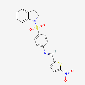 molecular formula C19H15N3O4S2 B14799107 4-(2,3-dihydro-1H-indol-1-ylsulfonyl)-N-[(E)-(5-nitrothiophen-2-yl)methylidene]aniline 