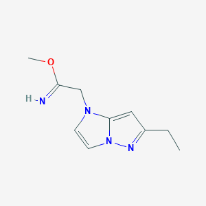 molecular formula C10H14N4O B1479911 methyl 2-(6-ethyl-1H-imidazo[1,2-b]pyrazol-1-yl)acetimidate CAS No. 2098022-73-0