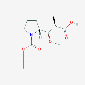 molecular formula C14H25NO5 B14799207 (2R,3S)-3-((R)-1-(tert-Butoxycarbonyl)pyrrolidin-2-yl)-3-methoxy-2-methylpropanoic acid CAS No. 2216750-89-7