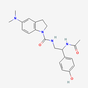 molecular formula C21H26N4O3 B14799417 N-(2-acetamido-2-(4-hydroxyphenyl)ethyl)-5-(dimethylamino)indoline-1-carboxamide 