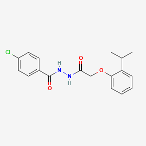 molecular formula C18H19ClN2O3 B14799457 4-chloro-N'-{[2-(propan-2-yl)phenoxy]acetyl}benzohydrazide 