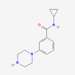 molecular formula C14H19N3O B14799491 N-Cyclopropyl-3-(piperazin-1-yl)benzamide 