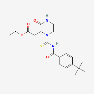 molecular formula C20H27N3O4S B14799505 Ethyl (1-{[(4-tert-butylphenyl)carbonyl]carbamothioyl}-3-oxopiperazin-2-yl)acetate 