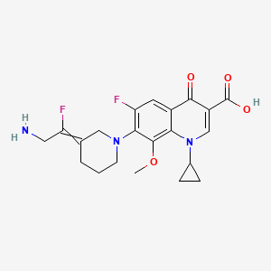 molecular formula C21H23F2N3O4 B14799509 7-[3-(2-Amino-1-fluoro-ethylidene)-piperidin-1-yl]-1-cyclopropyl-6-fluoro-8-methoxy-4-oxo-1,4-dihydro-quinoline-3-carboxylic acid 