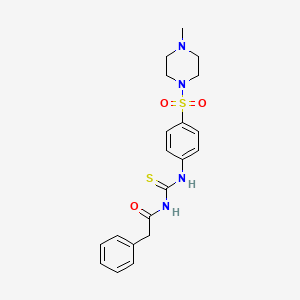 molecular formula C20H24N4O3S2 B14799535 N-({4-[(4-methylpiperazin-1-yl)sulfonyl]phenyl}carbamothioyl)-2-phenylacetamide 