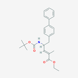 molecular formula C25H31NO4 B14799540 ethyl (E)-2-methyl-4-[(2-methylpropan-2-yl)oxycarbonylamino]-5-(4-phenylphenyl)pent-2-enoate 