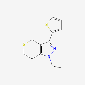 molecular formula C12H14N2S2 B1479962 1-Ethyl-3-(thiophen-2-yl)-1,4,6,7-tetrahydrothiopyrano[4,3-c]pyrazole CAS No. 2098009-69-7