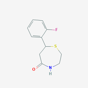 molecular formula C11H12FNOS B14799748 7-(2-Fluorophenyl)-1,4-thiazepan-5-one 