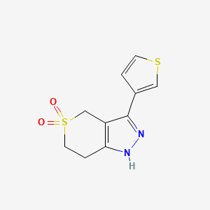 molecular formula C10H10N2O2S2 B1479977 3-(Thiophen-3-yl)-1,4,6,7-tetrahydrothiopyrano[4,3-c]pyrazole 5,5-dioxide CAS No. 2098051-47-7