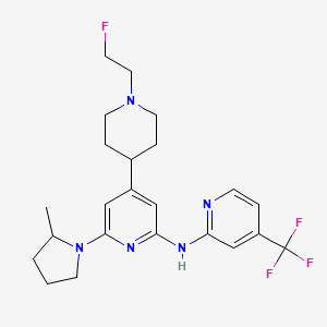 molecular formula C23H29F4N5 B14799882 4-[1-(2-fluoroethyl)piperidin-4-yl]-6-(2-methylpyrrolidin-1-yl)-N-[4-(trifluoromethyl)pyridin-2-yl]pyridin-2-amine 