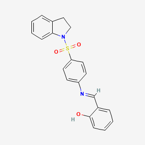 molecular formula C21H18N2O3S B14799916 Phenol, 2-[4-(2,3-dihydro-1H-indol-1-ylsulfonyl)phenyliminomethyl]- 