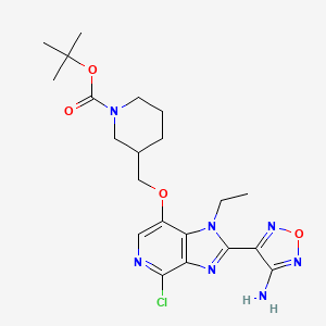 molecular formula C21H28ClN7O4 B14800193 Tert-butyl 3-[[2-(4-amino-1,2,5-oxadiazol-3-yl)-4-chloro-1-ethylimidazo[4,5-c]pyridin-7-yl]oxymethyl]piperidine-1-carboxylate 