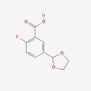 molecular formula C10H9FO4 B14800283 5-[1,3]Dioxolan-2-YL-2-fluoro-benzoic acid CAS No. 146328-88-3