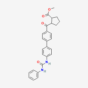 molecular formula C27H26N2O4 B14800320 Methyl 2-[4-[4-(phenylcarbamoylamino)phenyl]benzoyl]cyclopentane-1-carboxylate 