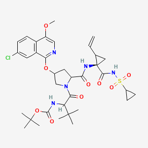 molecular formula C35H46ClN5O9S B14800373 tert-butyl N-[1-[4-(7-chloro-4-methoxyisoquinolin-1-yl)oxy-2-[[(1R)-1-(cyclopropylsulfonylcarbamoyl)-2-ethenylcyclopropyl]carbamoyl]pyrrolidin-1-yl]-3,3-dimethyl-1-oxobutan-2-yl]carbamate 