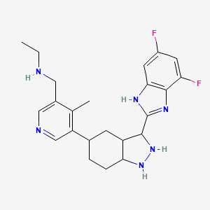 molecular formula C23H28F2N6 B14800379 N-[[5-[3-(4,6-difluoro-1H-benzimidazol-2-yl)-2,3,3a,4,5,6,7,7a-octahydro-1H-indazol-5-yl]-4-methylpyridin-3-yl]methyl]ethanamine 
