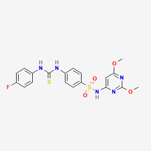 molecular formula C19H18FN5O4S2 B14800395 N-(2,6-dimethoxypyrimidin-4-yl)-4-{[(4-fluorophenyl)carbamothioyl]amino}benzenesulfonamide 