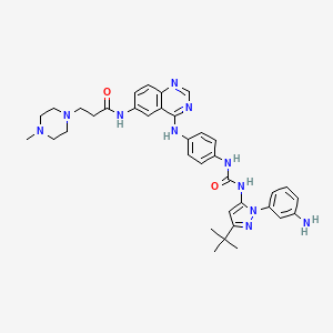 molecular formula C36H43N11O2 B14800477 N-(4-{[4-({[1-(3-Aminophenyl)-3-Tert-Butyl-1h-Pyrazol-5-Yl]carbamoyl}amino)phenyl]amino}quinazolin-6-Yl)-3-(4-Methylpiperazin-1-Yl)propanamide 