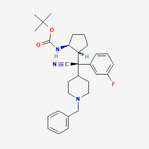 molecular formula C30H38FN3O2 B14800616 tert-Butyl ((1S,2R)-2-((S)-(1-benzylpiperidin-4-yl)(cyano)(3-fluorophenyl)methyl)cyclopentyl)carbamate 