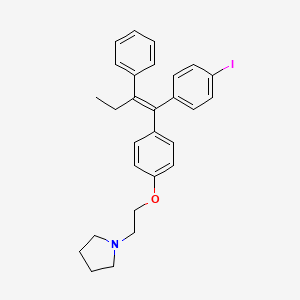 molecular formula C28H30INO B14800760 Pyrrolidine, 1-[2-[4-[(1E)-1-(4-iodophenyl)-2-phenyl-1-buten-1-yl]phenoxy]ethyl]- 
