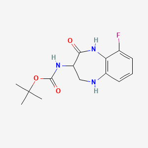 molecular formula C14H18FN3O3 B14800764 (S)-tert-Butyl (9-fluoro-2-oxo-2,3,4,5-tetrahydro-1H-benzo[b][1,4]diazepin-3-yl)carbamate 