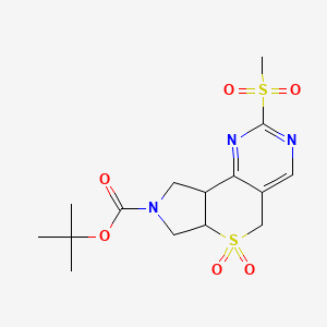 molecular formula C15H21N3O6S2 B14800771 Tert-butyl 12-methylsulfonyl-7,7-dioxo-7lambda6-thia-4,11,13-triazatricyclo[7.4.0.02,6]trideca-1(13),9,11-triene-4-carboxylate 