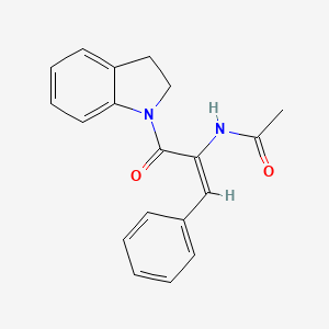 molecular formula C19H18N2O2 B14800786 Acetamide, N-[1-benzylideno-2-(2,3-dihydro-1-indolyl)-2-oxoethyl]- 