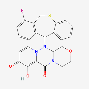 molecular formula C24H20FN3O4S B14800890 2-(7-Fluoro-6,11-dihydrobenzo[c][1]benzothiepin-11-yl)-11-hydroxy-5-oxa-1,2,8-triazatricyclo[8.4.0.03,8]tetradeca-10,13-diene-9,12-dione 