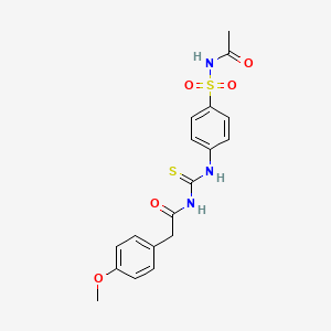 molecular formula C18H19N3O5S2 B14800999 N-{[4-(acetylsulfamoyl)phenyl]carbamothioyl}-2-(4-methoxyphenyl)acetamide 