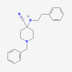 molecular formula C21H25N3 B14801008 1-Benzyl-4-(phenethylamino)piperidine-4-carbonitrile 