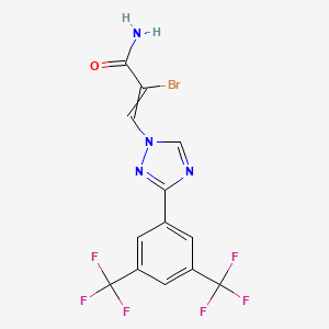 molecular formula C13H7BrF6N4O B14801115 3-[3-[3,5-Bis(trifluoromethyl)phenyl]-1,2,4-triazol-1-yl]-2-bromoprop-2-enamide 