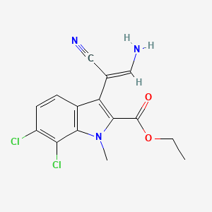 molecular formula C15H13Cl2N3O2 B14801141 ethyl 3-[(1E)-2-amino-1-cyanoeth-1-en-1-yl]-6,7-dichloro-1-methyl-1H-indole-2-carboxylate 