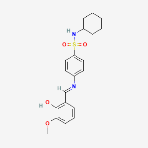 molecular formula C20H24N2O4S B14801227 N-cyclohexyl-4-{[(E)-(2-hydroxy-3-methoxyphenyl)methylidene]amino}benzenesulfonamide 