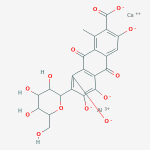 molecular formula C22H15AlCaO13 B14801248 Aluminum;calcium;1-methyl-3,5,6,8-tetraoxido-9,10-dioxo-7-[3,4,5-trihydroxy-6-(hydroxymethyl)oxan-2-yl]anthracene-2-carboxylate 