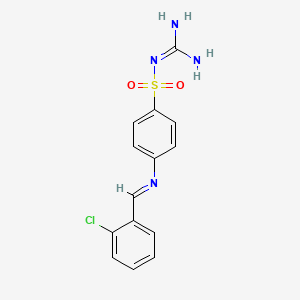 molecular formula C14H13ClN4O2S B14801333 N-carbamimidoyl-4-{[(E)-(2-chlorophenyl)methylidene]amino}benzenesulfonamide 