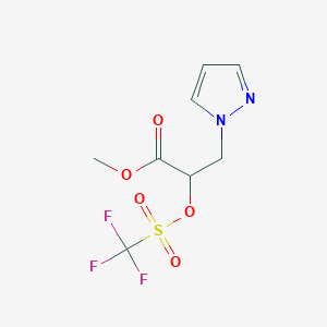 molecular formula C8H9F3N2O5S B14801513 Methyl 3-pyrazol-1-yl-2-(trifluoromethylsulfonyloxy)propanoate 