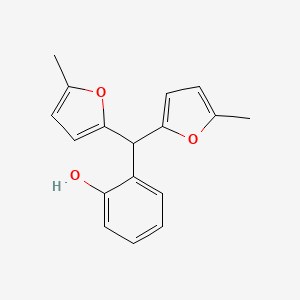 molecular formula C17H16O3 B14801616 2-[Bis(5-methylfuran-2-yl)methyl]phenol 