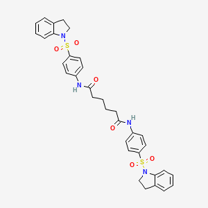 molecular formula C34H34N4O6S2 B14801669 N,N'-bis[4-(2,3-dihydro-1H-indol-1-ylsulfonyl)phenyl]hexanediamide 