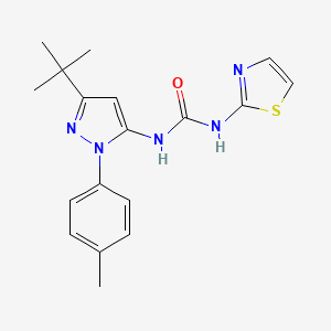 molecular formula C18H21N5OS B14801734 1-[3-Tert-Butyl-1-(4-Methylphenyl)-1h-Pyrazol-5-Yl]-3-(1,3-Thiazol-2-Yl)urea 