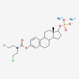 molecular formula C23H30Cl2NNa2O6P B14801751 disodium;[(13S)-3-[bis(2-chloroethyl)carbamoyloxy]-13-methyl-6,7,8,9,11,12,14,15,16,17-decahydrocyclopenta[a]phenanthren-17-yl] phosphate 