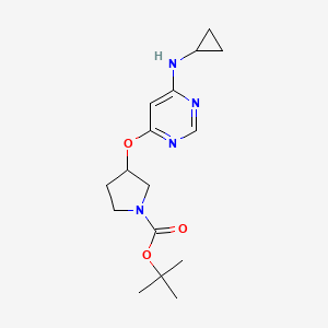 molecular formula C16H24N4O3 B14801796 Tert-butyl 3-[6-(cyclopropylamino)pyrimidin-4-yl]oxypyrrolidine-1-carboxylate 