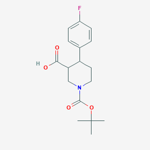 molecular formula C17H22FNO4 B14801802 4-(4-Fluorophenyl)-1-[(2-methylpropan-2-yl)oxycarbonyl]piperidine-3-carboxylic acid 