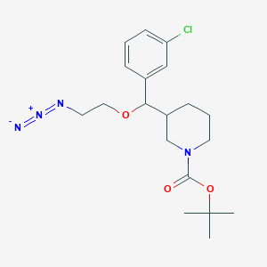 molecular formula C19H27ClN4O3 B14801808 Tert-butyl 3-[2-azidoethoxy-(3-chlorophenyl)methyl]piperidine-1-carboxylate 